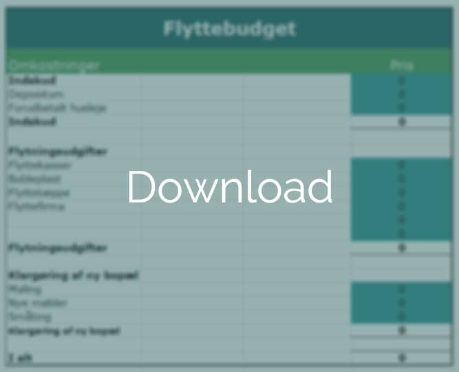 Flytte hjemmefra budget med budgetskema excel