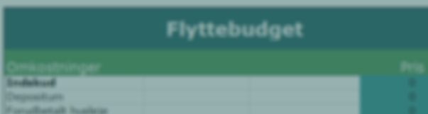 Billede af Flytte hjemmefra budget og budgetskema excel